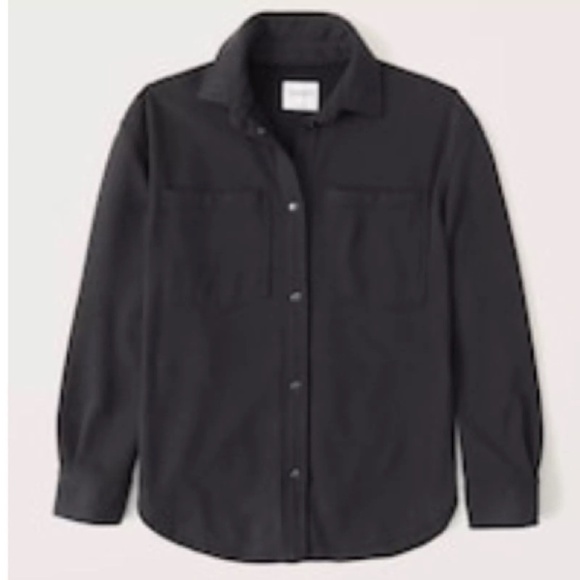 Abercrombie Soft A&F Fleece Shirt Jacket L Gray Pockets Sweatshirt Cozy Lounge - Picture 1 of 12